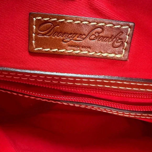 Dooney & Bourke Red Leather Shoulder Bag with Tan Trim - Picture 10 of 12